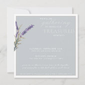 水エレガント色ラベンダーお祝いの生活 招待状 (裏面)