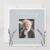 水エレガント色ラベンダーお祝いの生活 招待状 (正面)