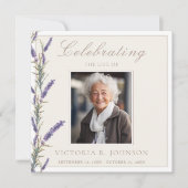 水エレガント色ラベンダーお祝いの生活 招待状 (正面)