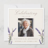 水エレガント色ラベンダーお祝いの生活 招待状 (正面)