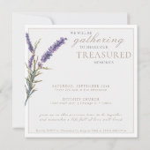 水エレガント色ラベンダーお祝いの生活 招待状 (裏面)