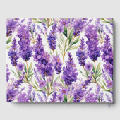 水エレガント色ラベンダーの花結婚の ゲストブック (裏面)