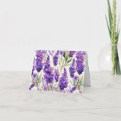 水エレガント色ラベンダーの花結婚の サンキューカード (裏面)