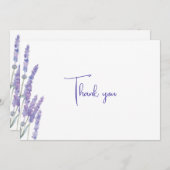 水エレガント色ラベンダーの花結婚の サンキューカード (正面/裏面)