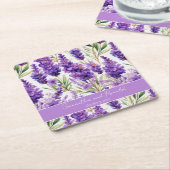 水エレガント色ラベンダーの花結婚の スクエアペーパーコースター (アングル)