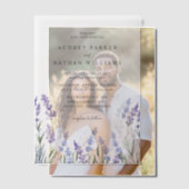 水エレガント色ラベンダーの花結婚の ベラム紙招待状 (オフセット (カップル))