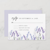 水エレガント色ラベンダーの花結婚の 出欠カード (正面/裏面)