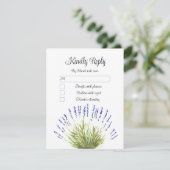 水エレガント色ラベンダーハーブ結婚フローラR 出欠カード (スタンド正面)