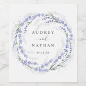 水エレガント色ラベンダーパープルリース結婚ズ ワインラベル (シングルラベル)