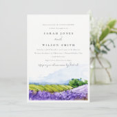 水エレガント色ラベンダーフィールドカップルのシャワー 招待状 (スタンド正面)