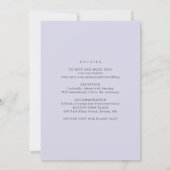水エレガント色ラベンダーフィールド詳細結婚ズ 招待状 (裏面)