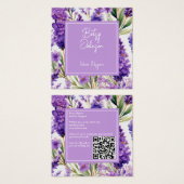 水エレガント色ラベンダーフラワーズビジネスカード (正面&裏面)