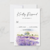 水エレガント色ラベンダーフラワーズフィー結婚ルド 出欠カード (正面)