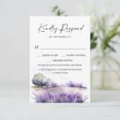 水エレガント色ラベンダーフラワーズフィー結婚ルド 出欠カード (スタンド正面)