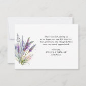 水エレガント色ラベンダーフラワーフィールドフォト サンキューカード (裏面)