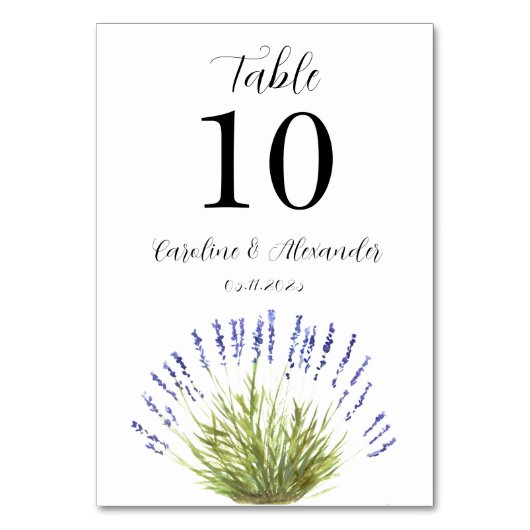 水エレガント色ラベンダーフローラハーブ結婚ズT テーブルナンバー (正面)