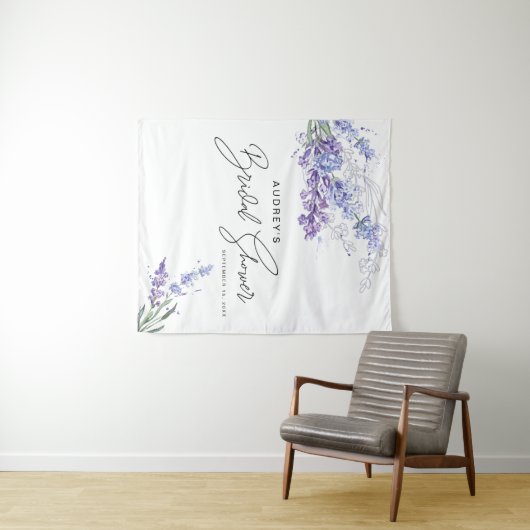 水エレガント色ラベンダーフローラブライダルシャワー タペストリー (インサイチュ(横))