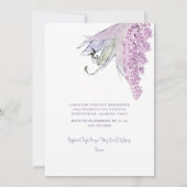 水エレガント色ラベンダーフローラブライダルシャワー 招待状 (裏面)