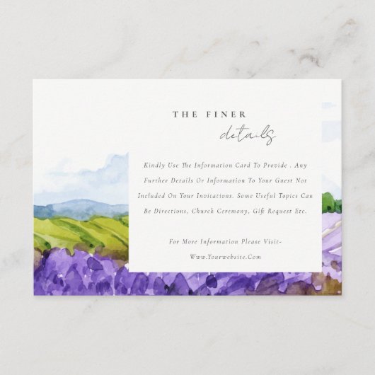 水エレガント色ラベンダーフ結婚ィールド詳細 エンクロージャーカード (正面)