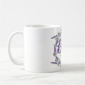水エレガント色ラベンダーユーカリプトゥスブライド コーヒーマグカップ (左)