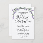 水エレガント色ラベンダーユーカリ結婚ス 招待状 (正面/裏面)