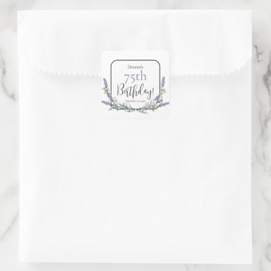 水エレガント色ラベンダー植物誕生日 スクエアシール (バッグ)