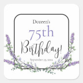 水エレガント色ラベンダー植物誕生日 スクエアシール (正面)