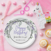 水エレガント色ラベンダー植物誕生日 ペーパープレート (パーティー)