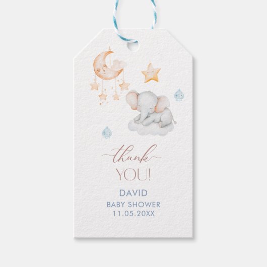水エレガント色リトルスターエレファントベビーショウ ギフトタグ (正面)