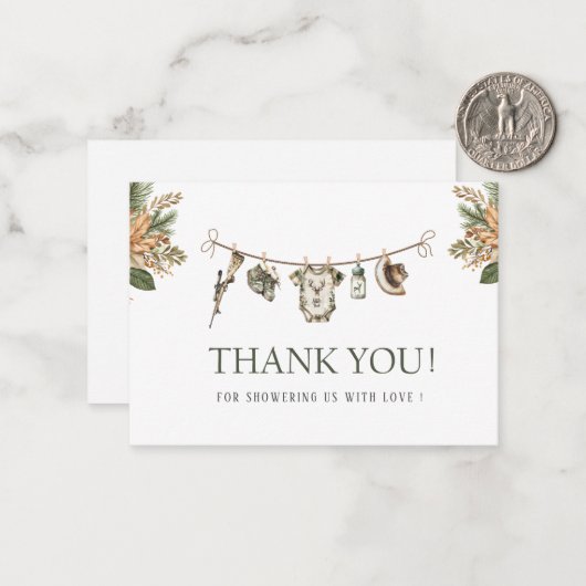 水エレガント色リトルハンターベイビーシャワー ノートカード (正面/裏面インサイチュ)