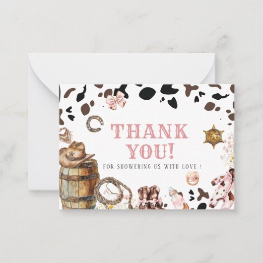 水エレガント色リトル女性のカーボーイロデオカントリーBa ノートカード (正面)