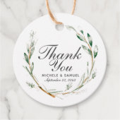 水エレガント色リースサンキューメッセージカード フェイバータグ (正面)