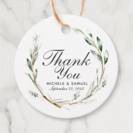 水エレガント色リースサンキューメッセージカード フェイバータグ