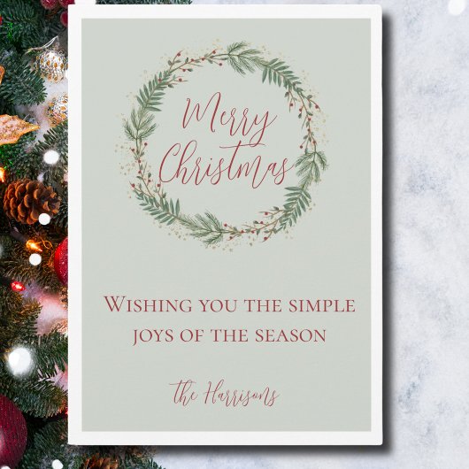 水エレガント色リース非フォトクリスマス シーズンカード