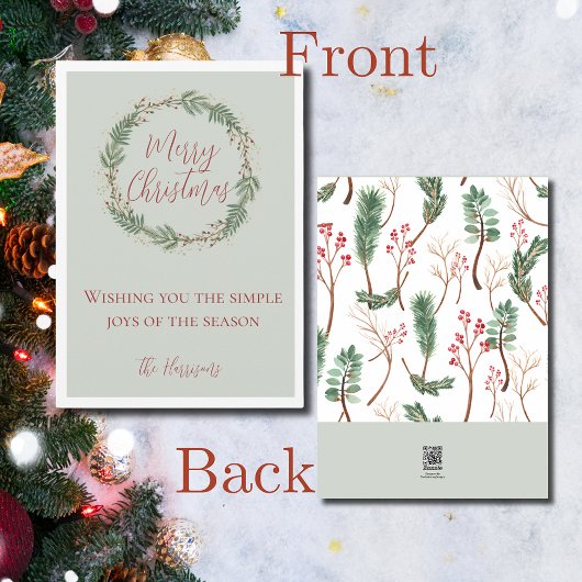 水エレガント色リース非フォトクリスマス シーズンカード