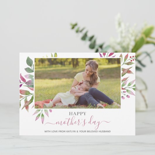 水エレガント色リーフ母の日の写真 シーズンカード (スタンド正面)