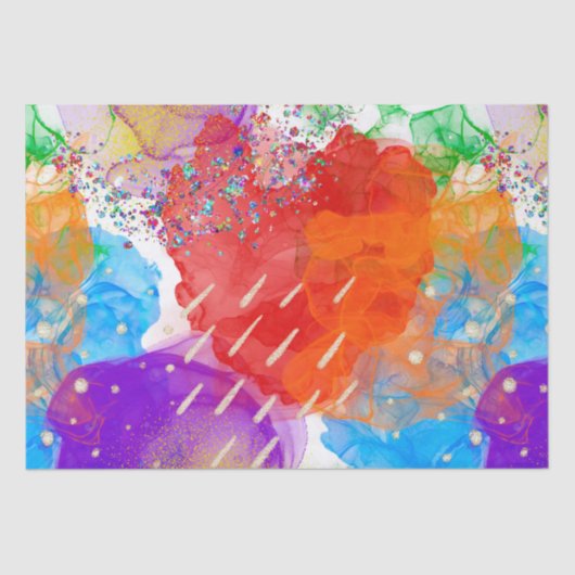 水エレガント色レインボープライドアルコールインク 薄葉紙 (正面)