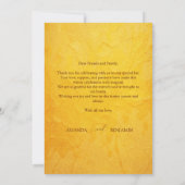 水エレガント色レッドと金ゴールドポインセチア結婚ズ サンキューカード (裏面)