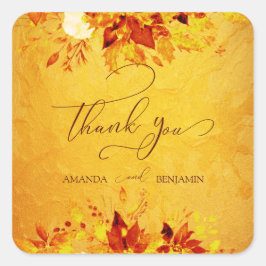 水エレガント色レッドと金ゴールドポインセチア結婚ズ スクエアシール