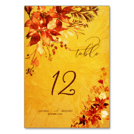 水エレガント色レッドと金ゴールドポインセチア結婚ズ テーブルナンバー