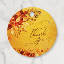 水エレガント色レッドと金ゴールドポインセチア結婚ズ フェイバータグ