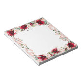 水エレガント色レッドピンクフローラパーソナライズされた ノートパッド (アングル)