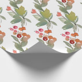 水エレガント色レッドベリークリスマスフローラ ラッピングペーパー (角)