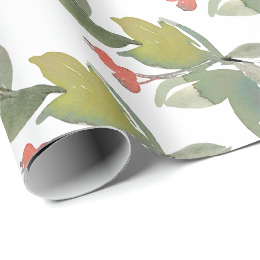 水エレガント色レッドベリークリスマスフローラ ラッピングペーパー (ロールコーナー)