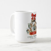 水エレガント色レッドボウファミリークリスマスツリー コーヒーマグカップ (正面左)