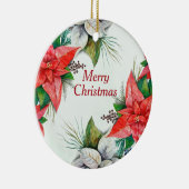 水エレガント色レッドポインセチアフローラクリスマス セラミックオーナメント (右)