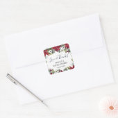 水エレガント色レッドポインセチアブライダルシャワー スクエアシール (封筒)