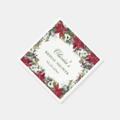 水エレガント色レッドポインセチアブライダルシャワー スタンダードカクテルナプキン (角)