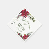 水エレガント色レッドポインセチア結婚マツ スタンダードカクテルナプキン (角)
