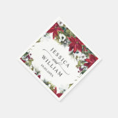 水エレガント色レッドポインセチア結婚マツ スタンダードカクテルナプキン (角)